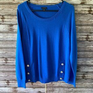 Talbots Women's Sweater Size M Blue Long-Sleeved Pullover‎ Button